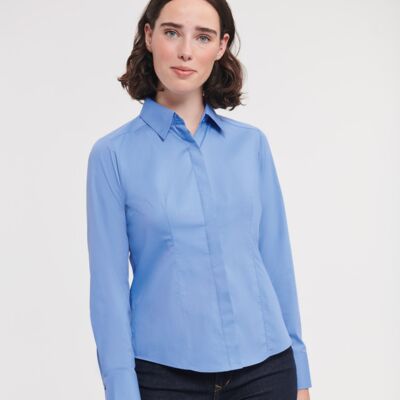 Russell Collection Ladies Long Sleeve Fitted Poplin Shirt Thumbnail