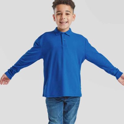 Fruit of the Loom Kids Long Sleeve Poly/Cotton Piqué Polo Shirt Thumbnail